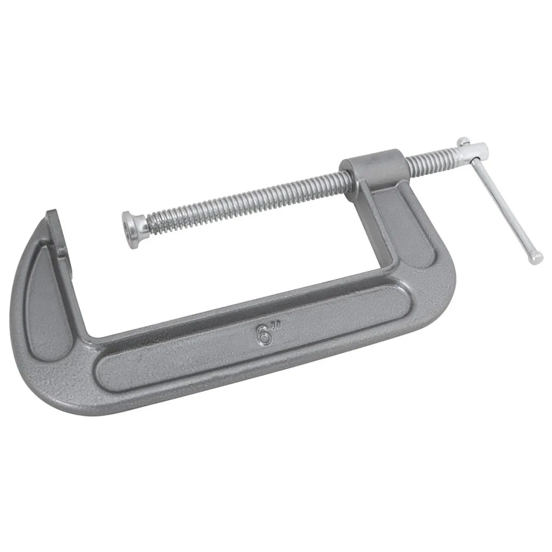 W214C – PERFORM TOOL C Clamp, 6 Inch Jaw Width Quick Release Tough Enamel Finish Malleable Iron With Swivel Pad